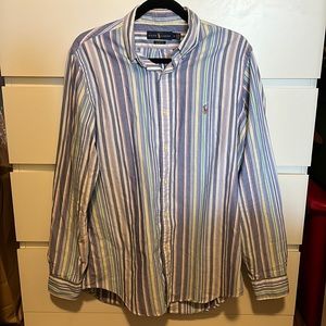 Multi-color striped Ralph Lauren collared button-up long sleeve shirt size med